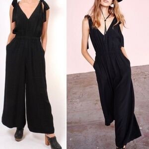 Ulla Johnson Bianca Tie Strap Jumpsuit in Black, 4